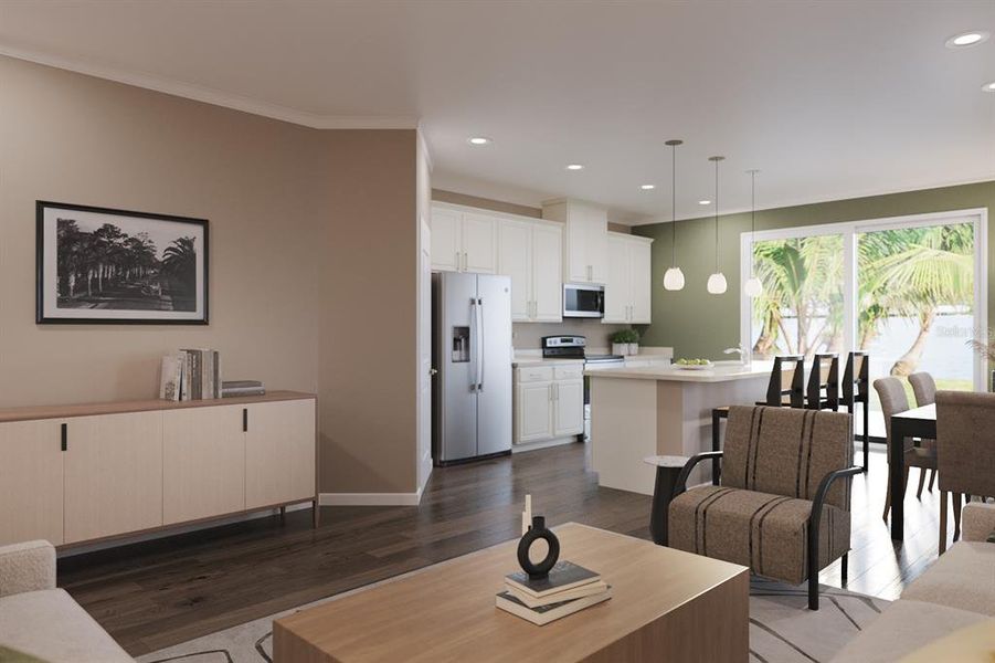 Furnished interior view inside a new home in Pine Pointe at Astonia, Davenport (Image 9). Furnished interior view inside a new home in Pine Pointe at Astonia, Davenport (Image 9).