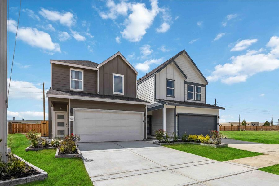 Front exterior of a new home in Pinehaven, Houston, TX, highlighting curb appeal (Image 22).