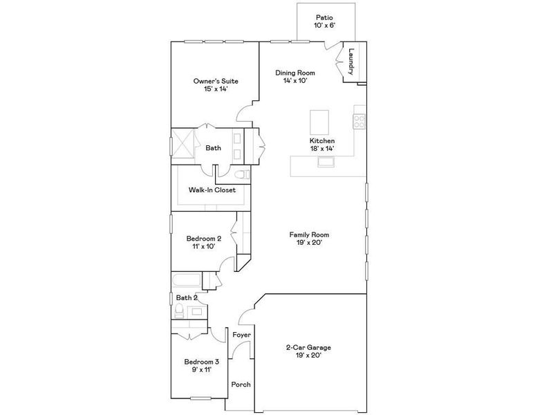 2D floor plan layout of this home in Anniston, Katy, TX (Image 2).