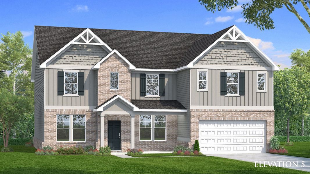 Representative exterior photo of a completed home built from the McKinley II - FL by DRB Homes in Brighton, Locust Grove, GA (Image 20).