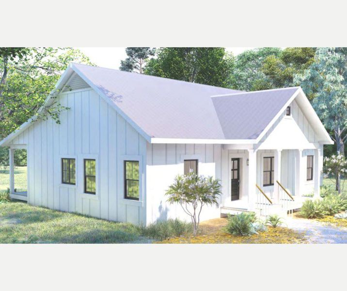 Modern farmhouse style home with board and batten siding Modern farmhouse style home with board and batten siding
