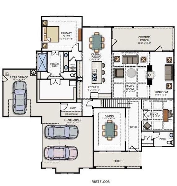 2D floor plan layout for the Davidson by Greybrook Homes in Harbor Watch, Statesville, NC (Image 4).