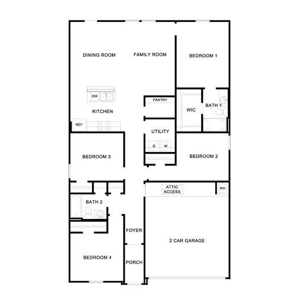 2D floor plan layout for the The Baylor by D.R. Horton in Durango, Mustang Ridge, TX (Image 3).
