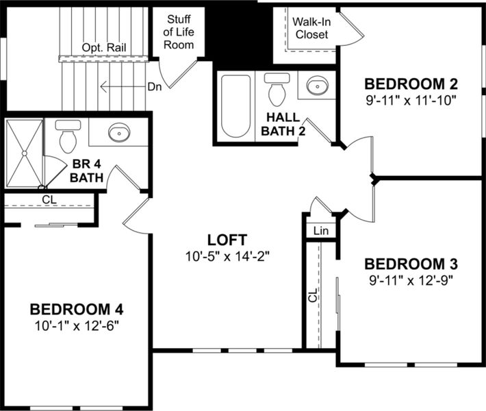 2D floor plan layout for the Kiel II by K. Hovnanian® Homes in Gateway Parks, Forney, TX (Image 5).
