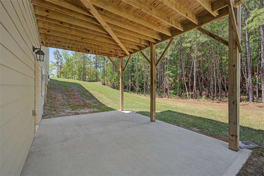 Exterior details and patio area of a home in The Estates at Hurricane Pointe, Douglasville (Image 30).