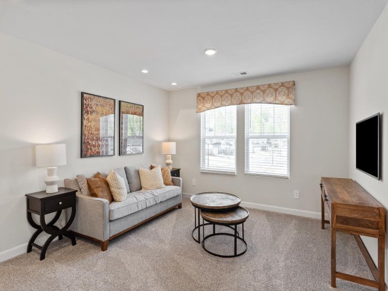 The upstairs loft is perfect for lounging and relaxation. The upstairs loft is perfect for lounging and relaxation.