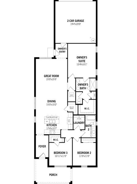 2D floor plan layout for the Alafia by Mattamy Homes in Meridian Parks, Orlando, FL (Image 3). 2D floor plan layout for the Alafia by Mattamy Homes in Meridian Parks, Orlando, FL (Image 3).