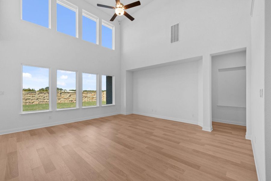 Family Room with soaring ceiling
