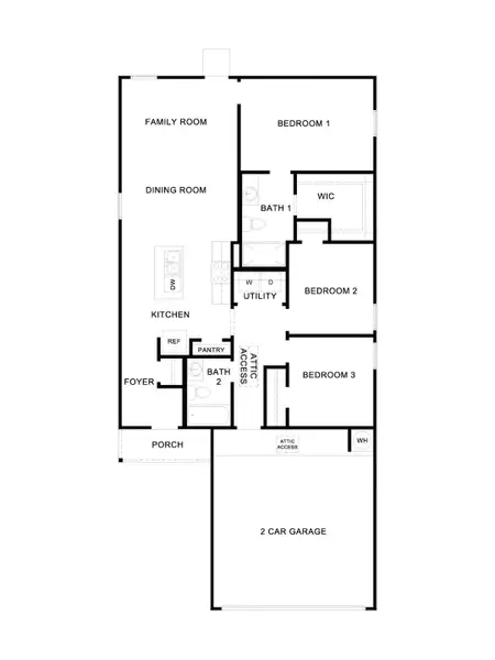 2D floor plan layout for the The Atlanta by D.R. Horton in Sunset Oaks, Maxwell, TX (Image 4).