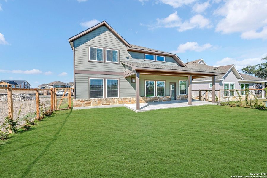 Exterior details and patio area of a home in The Crossvine 55’, Schertz (Image 24).