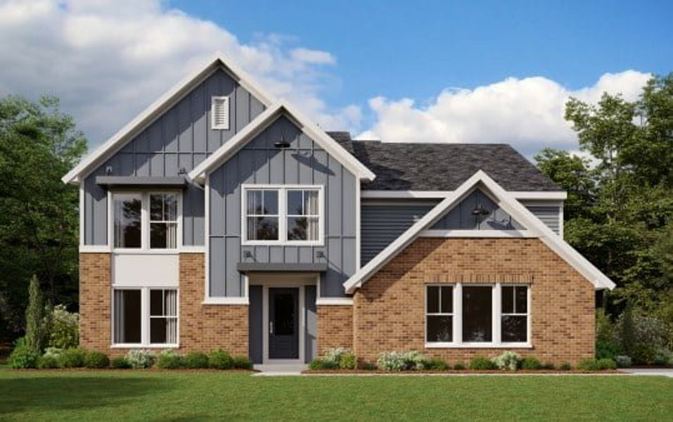 Representative exterior photo of a completed home built from the Blair by Fischer Homes in Stonehaven, Hoschton, GA (Image 8).