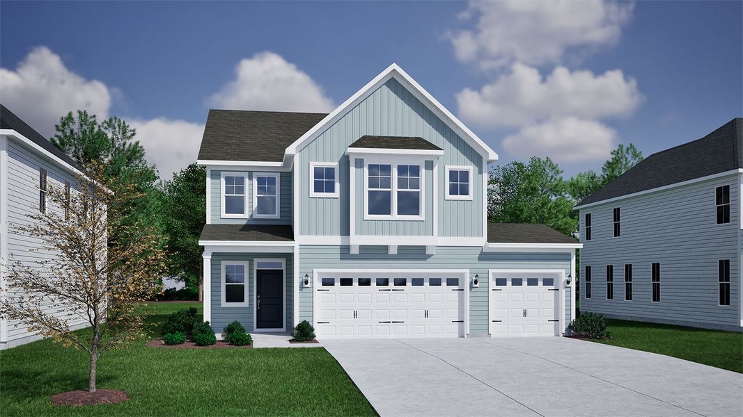 Representative exterior photo of a completed home built from the Cameron - Vanguard Collection by Mungo Homes in Porter Ridge, Elgin, SC (Image 9).