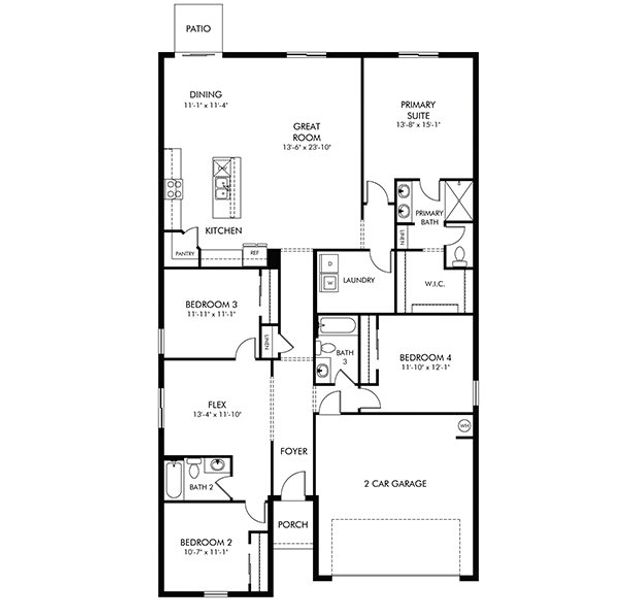 2D floor plan layout of this home in The Grove at Stuart Crossing - Classic Series, Bartow, FL (Image 1).