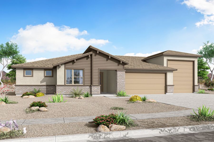 Representative exterior photo of a completed home built from the Lilac by Mattamy Homes in Las Ventanas - RV Collection, Goodyear, AZ (Image 2). Representative exterior photo of a completed home built from the Lilac by Mattamy Homes in Las Ventanas - RV Collection, Goodyear, AZ (Image 2).
