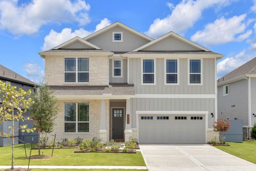 Representative exterior photo of a completed home built from the Hawthorn II Fulshear Lakes 50s by Brohn Homes in Fulshear Lakes, Fulshear, TX (Image 14).