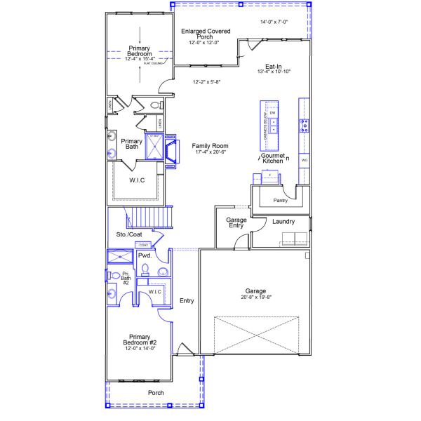 2D floor plan layout of this home in Cottages at Lake Emory, Inman, SC (Image 3).
