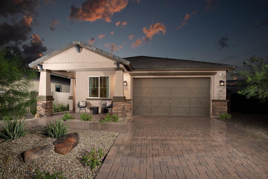 Representative exterior photo of a completed home built from the Pinehurst by Beazer Homes in Highpointe at Northpointe, Peoria, AZ (Image 32).