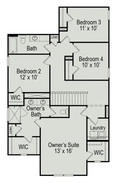 2D floor plan layout of this home in Audubon 40's, Magnolia, TX (Image 3).