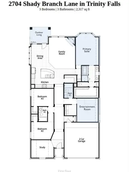 2D floor plan layout of this home in Trinity Falls, McKinney, TX (Image 2).