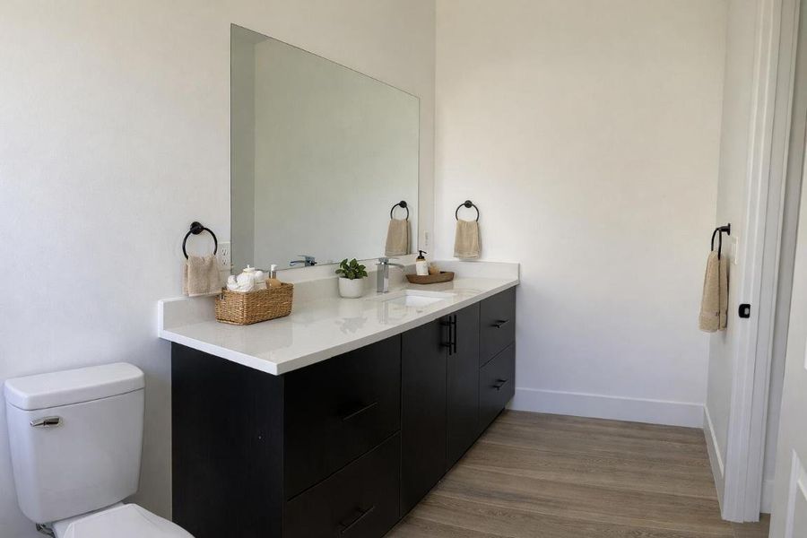 Modern bathroom with double vanity