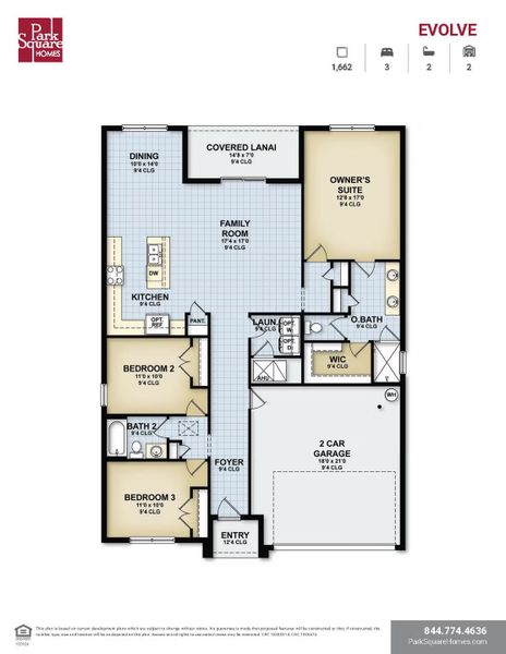 2D floor plan layout of this home in Mirror Lake Village, Fruitland Park, FL (Image 2).