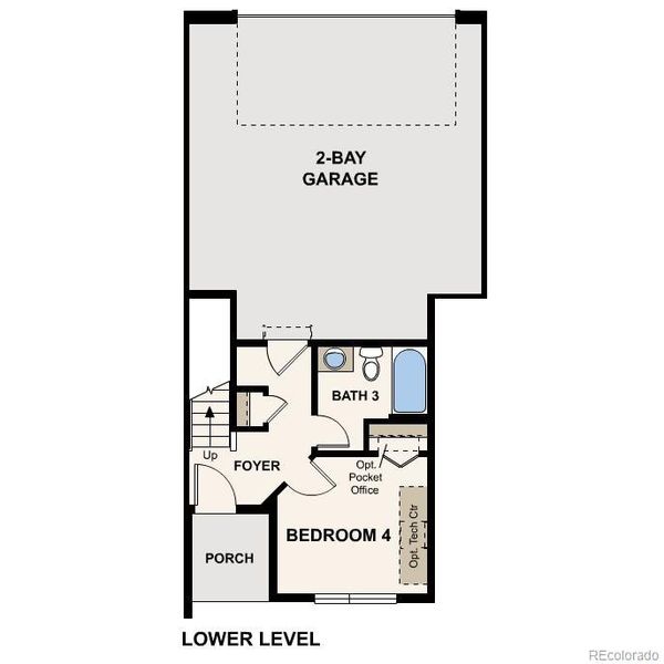 2D floor plan layout of this home in Townhome Collection at Grand Vue at Interlocken, Broomfield, CO (Image 3).