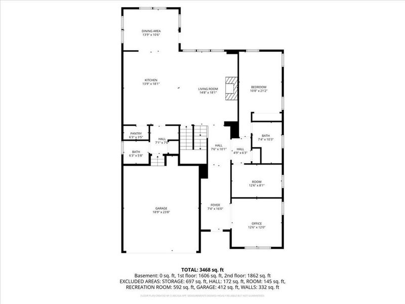 2D floor plan layout of this home in Falls Creek, Flowery Branch, GA (Image 7).