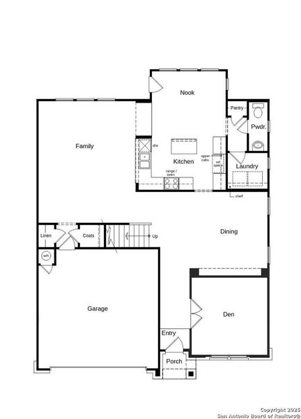 2D floor plan layout of this home in Hidden Bluffs at TRP, San Antonio, TX (Image 2).