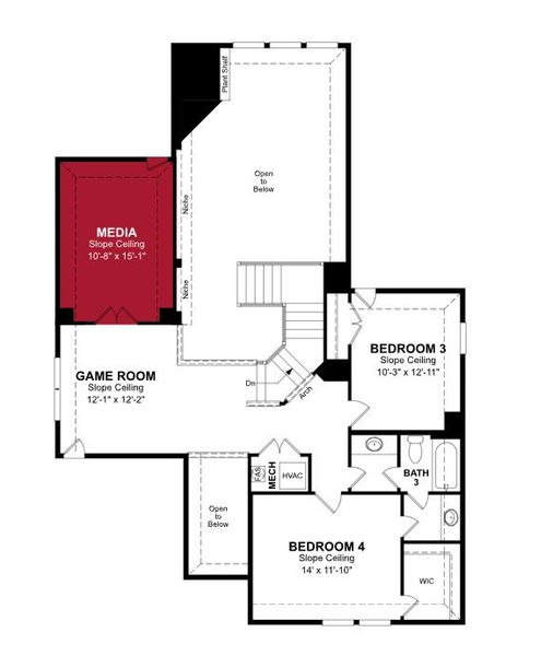 2D floor plan layout of this home in Woodcreek, Fate, TX (Image 3).