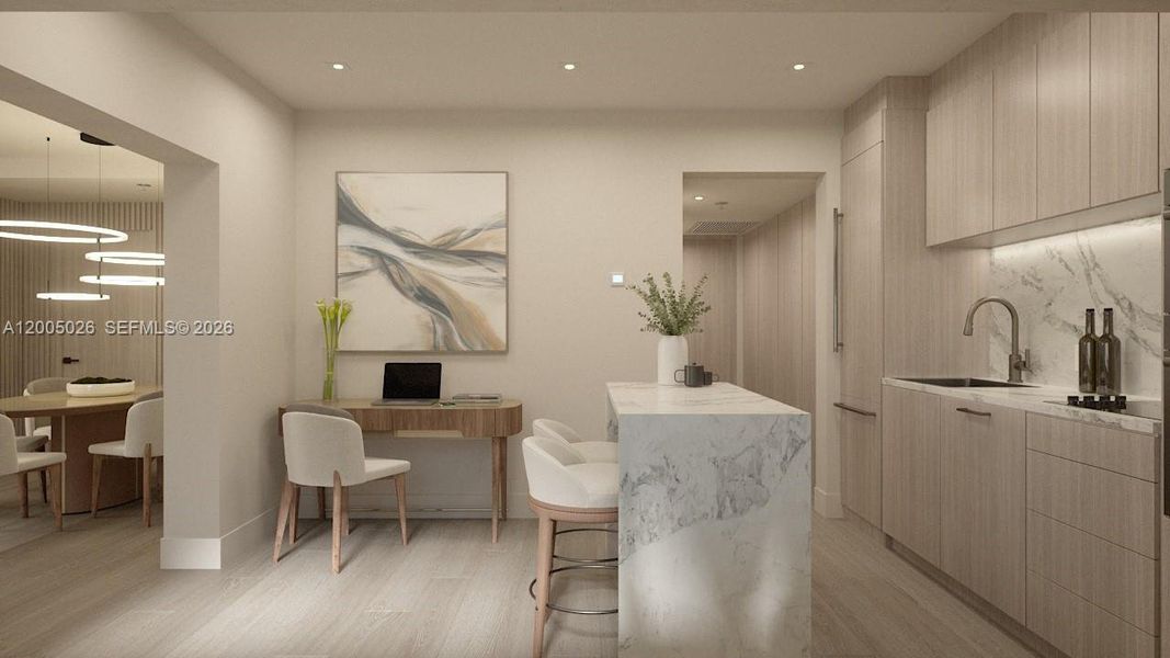 Furnished interior view inside a new home in , Miami Beach (Image 11).