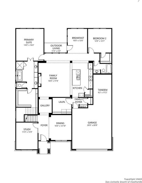 2D floor plan layout of this home in Esperanza - 70', Boerne, TX (Image 5).
