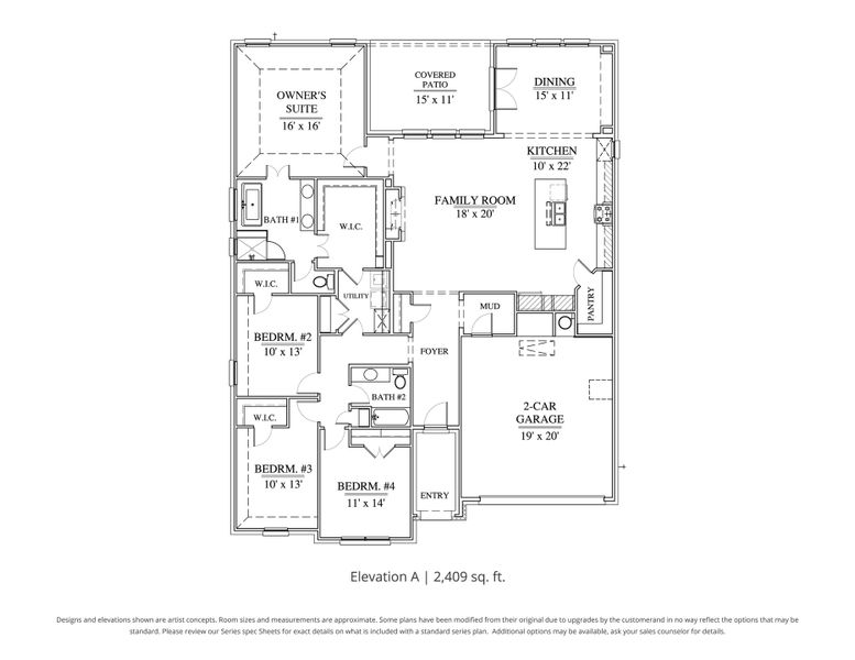 2D floor plan layout for the Micah by Our Country Homes in Parks of Aledo, Aledo, TX (Image 3). 2D floor plan layout for the Micah by Our Country Homes in Parks of Aledo, Aledo, TX (Image 3).