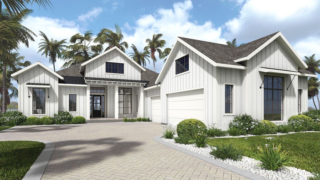 Front exterior of a new home in Southern Hills, Brooksville, FL, highlighting curb appeal (Image 1). Front exterior of a new home in Southern Hills, Brooksville, FL, highlighting curb appeal (Image 1).