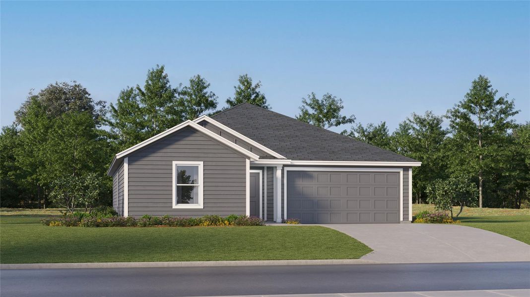Front exterior of a new home in Bertram Oaks, Bertram, TX, highlighting curb appeal (Image 21). Front exterior of a new home in Bertram Oaks, Bertram, TX, highlighting curb appeal (Image 21).
