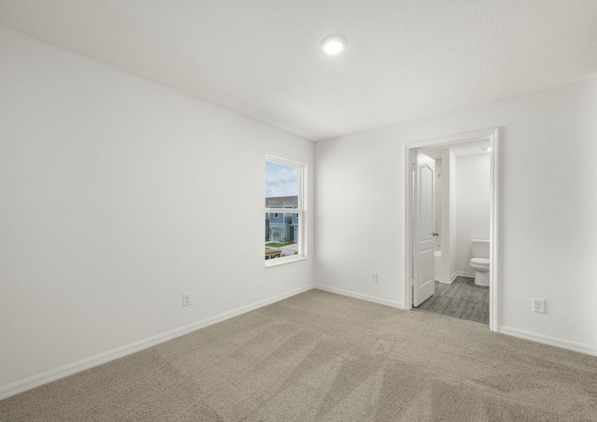 The secondary bedroom includes access to the jack-and-jill bathroom!