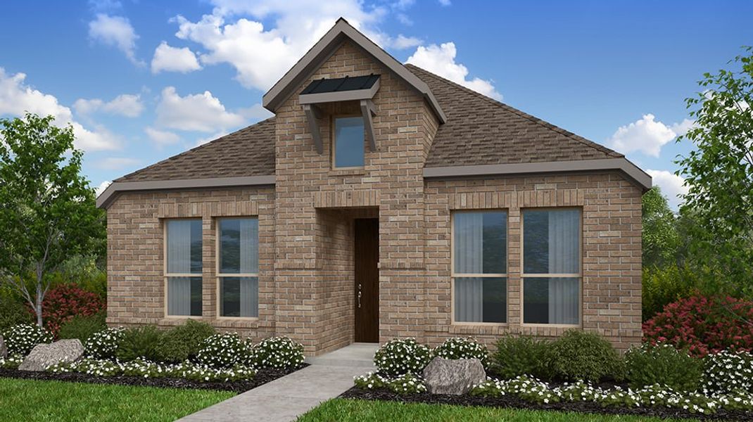 Front exterior of a new home in The Ranch at Uptown Celina, Celina, TX, highlighting curb appeal (Image 1). Front exterior of a new home in The Ranch at Uptown Celina, Celina, TX, highlighting curb appeal (Image 1).