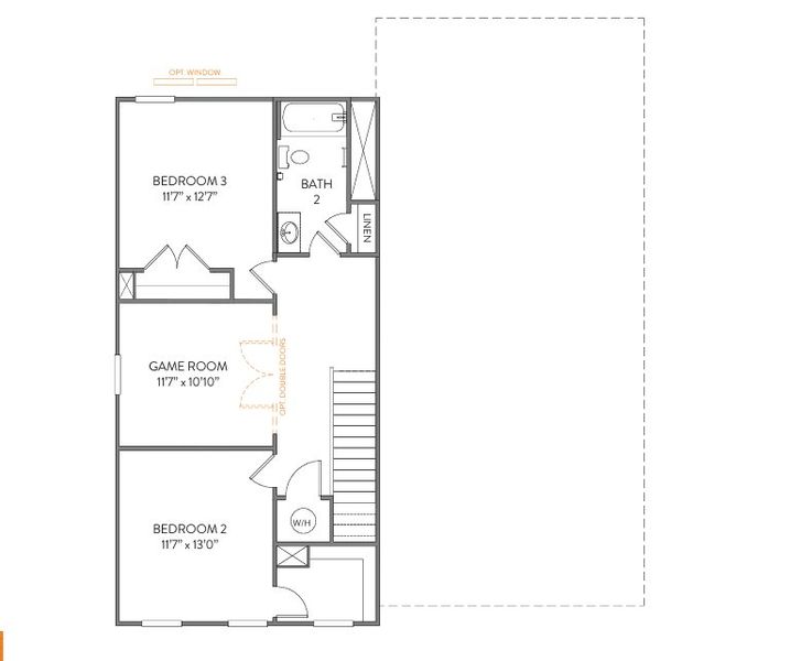 2D floor plan layout for the Devin by True Homes in Westbrook Falls, Colfax, NC (Image 4).