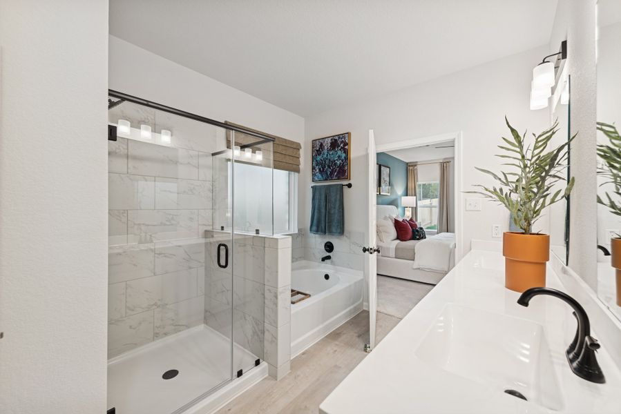 The Princeton II- Primary Bathroom with Garden Tub and Walk-In Shower
