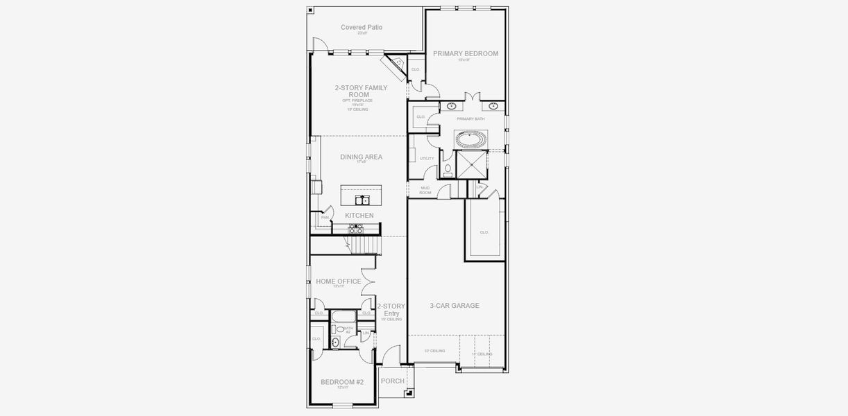 2D floor plan layout for the 3241W by Perry Homes in Ramble 50', Celina, TX (Image 3). 2D floor plan layout for the 3241W by Perry Homes in Ramble 50', Celina, TX (Image 3).