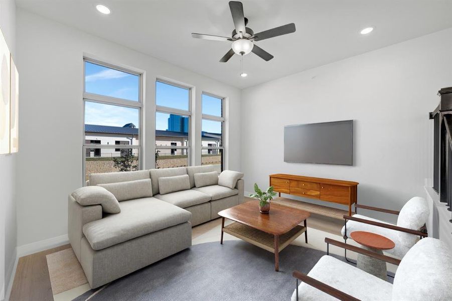 Furnished interior view inside a new home in Hillside at Las Colinas, Irving (Image 15). Furnished interior view inside a new home in Hillside at Las Colinas, Irving (Image 15).