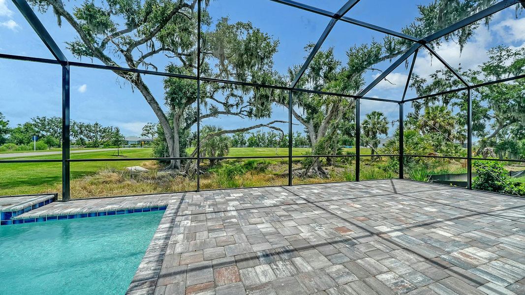 Exterior details and patio area of a home in Canoe Creek Real Estate and Homes for Sale in Parrish, FL - Neal Communities, Parrish (Image 29).