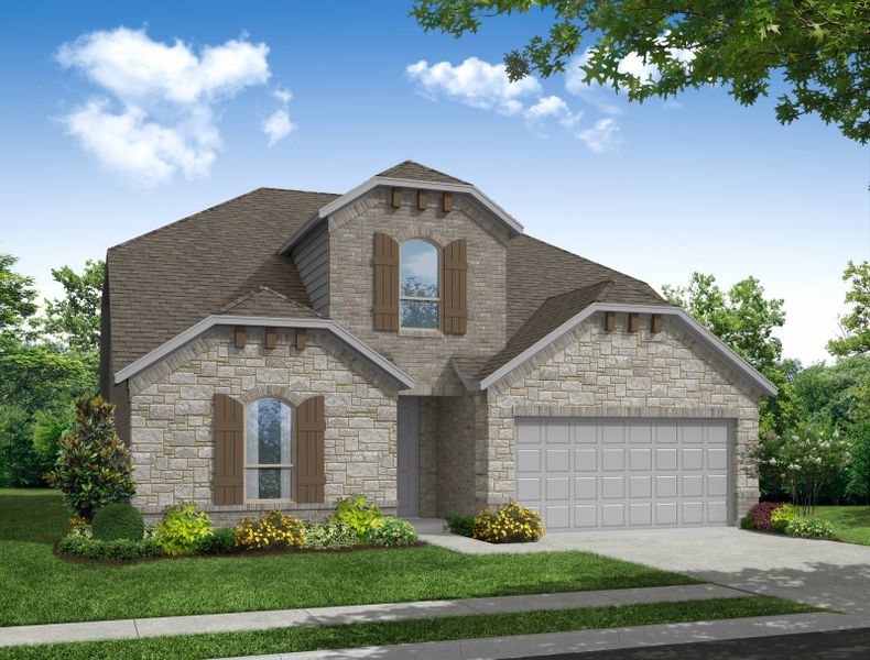 Representative exterior photo of a completed home built from the Brighton by Impression Homes in Mercer Meadows, Royse City, TX (Image 9). Representative exterior photo of a completed home built from the Brighton by Impression Homes in Mercer Meadows, Royse City, TX (Image 9).