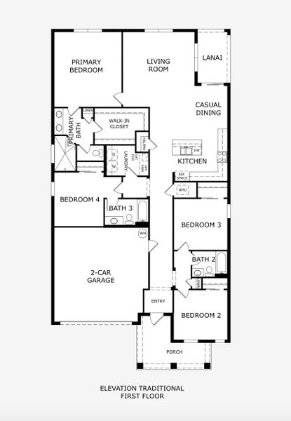 2D floor plan layout for the Elm by Landsea Homes in Oakview, Apopka, FL (Image 3).