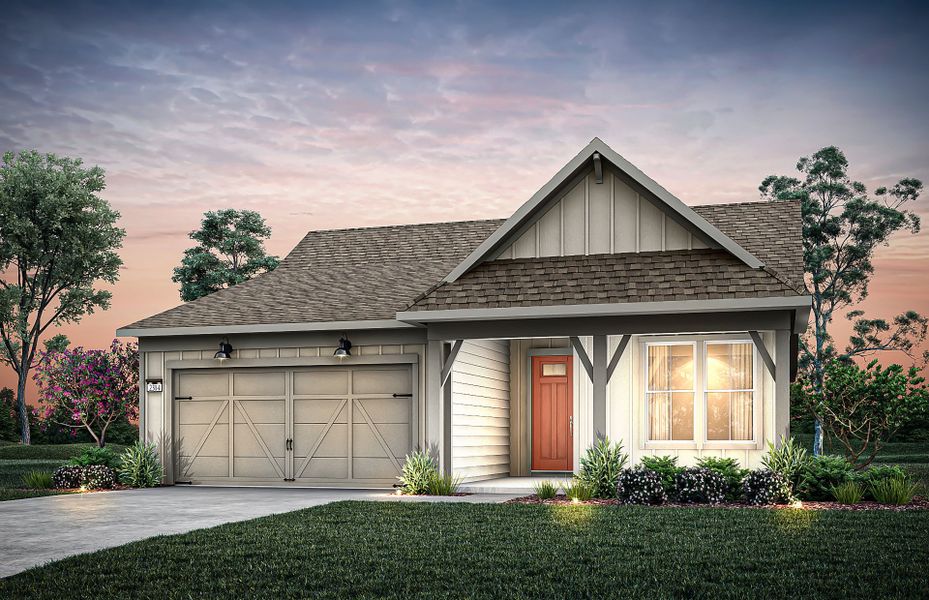 Representative exterior photo of a completed home built from the Mystique by Del Webb in Del Webb Southern Oaks, Newnan, GA (Image 23).