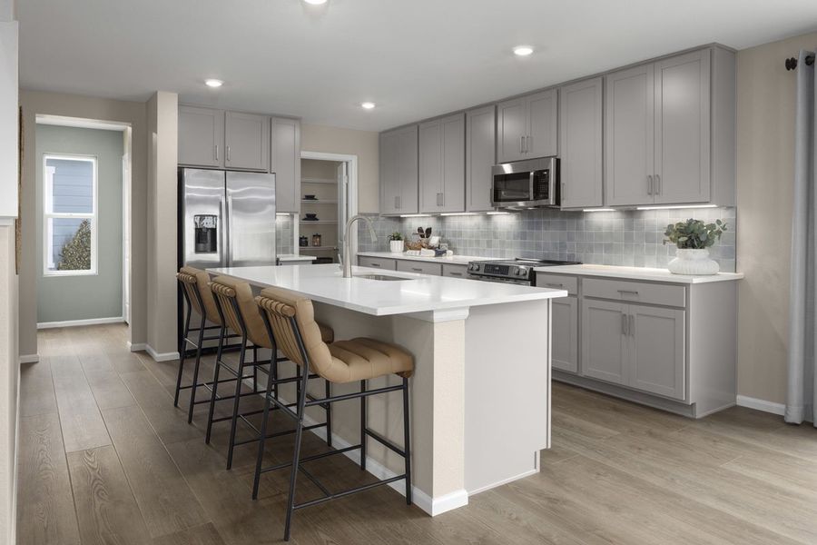 Representative furnished interior of a home built from the 2390 Modeled by KB Home in Bennett Crossing Reserve, Bennett (Image 3).