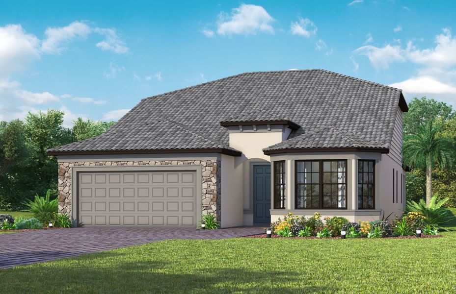 Representative exterior photo of a completed home built from the Mystique Grande by Del Webb in Del Webb Naples, Ave Maria, FL (Image 26).