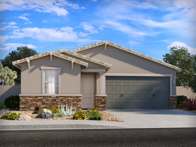 Representative exterior photo of a completed home built from the Topaz by Meritage Homes in Alamar at Rocking K, Vail, AZ (Image 8). Representative exterior photo of a completed home built from the Topaz by Meritage Homes in Alamar at Rocking K, Vail, AZ (Image 8).