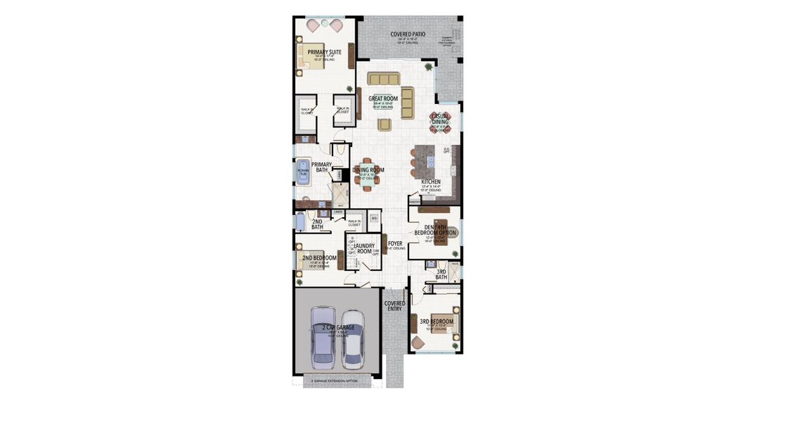 2D floor plan layout for the Claudia by GL Homes in Valencia Ridge, Wesley Chapel, FL (Image 5).