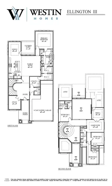 2D floor plan layout for the The Ellington III by Westin Homes in Parkside On The River, Georgetown, TX (Image 1). 2D floor plan layout for the The Ellington III by Westin Homes in Parkside On The River, Georgetown, TX (Image 1).