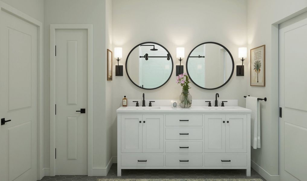 Primary bath with dual sinks Primary bath with dual sinks